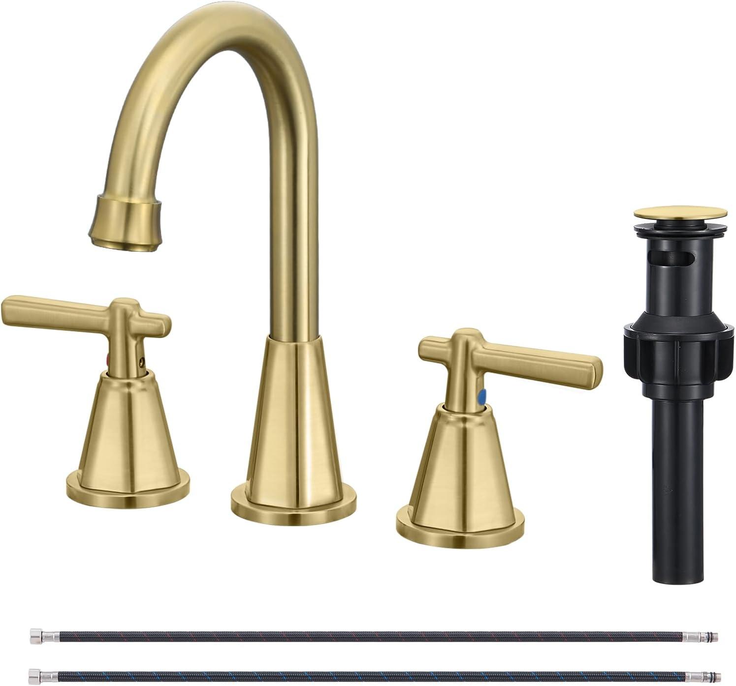 Brushed Nickel Stainless Steel 8-Inch Widespread Bathroom Faucet