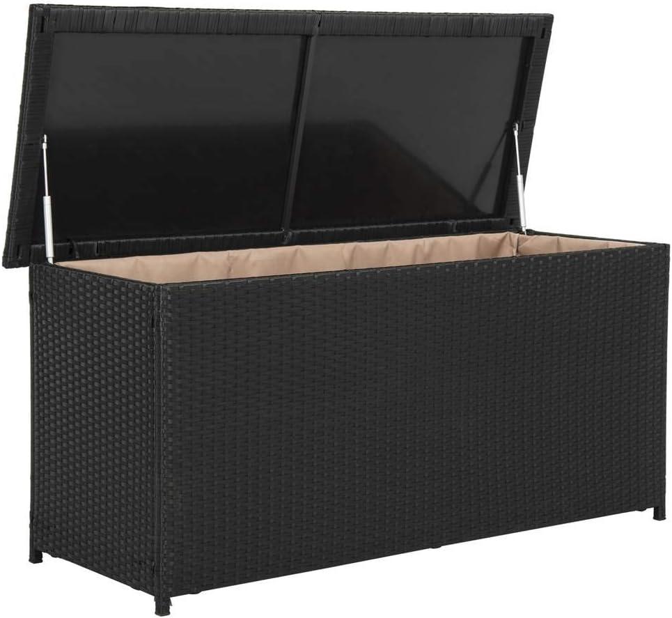 Cosima 53 Inch Wide Outdoor Storage Box - Black - Safavieh