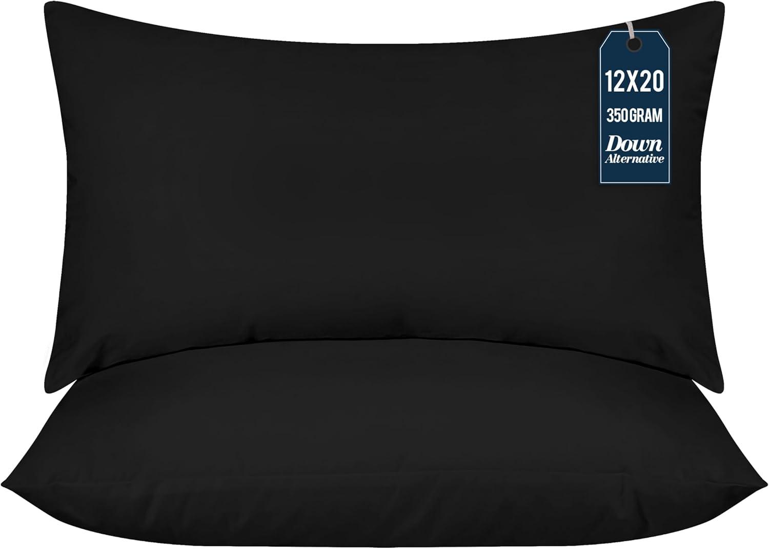 Utopia Bedding Throw Pillows (Pack of 2, Dark Teal), 12 x 20 Inches Indoor Decorative Pillow Insert for Sofa, Bed and Couch