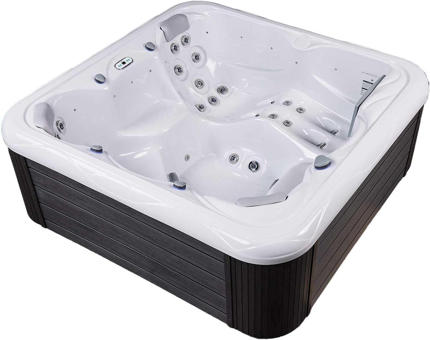 New York 6 - Person 49 - Jet Acrylic Square Hot Tub with Ozonator in White