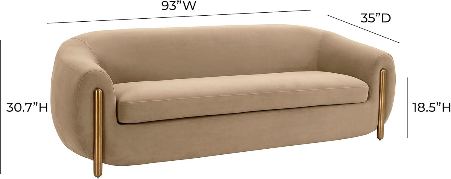 Cafe Au Lait Brown Velvet Round Arm Sofa