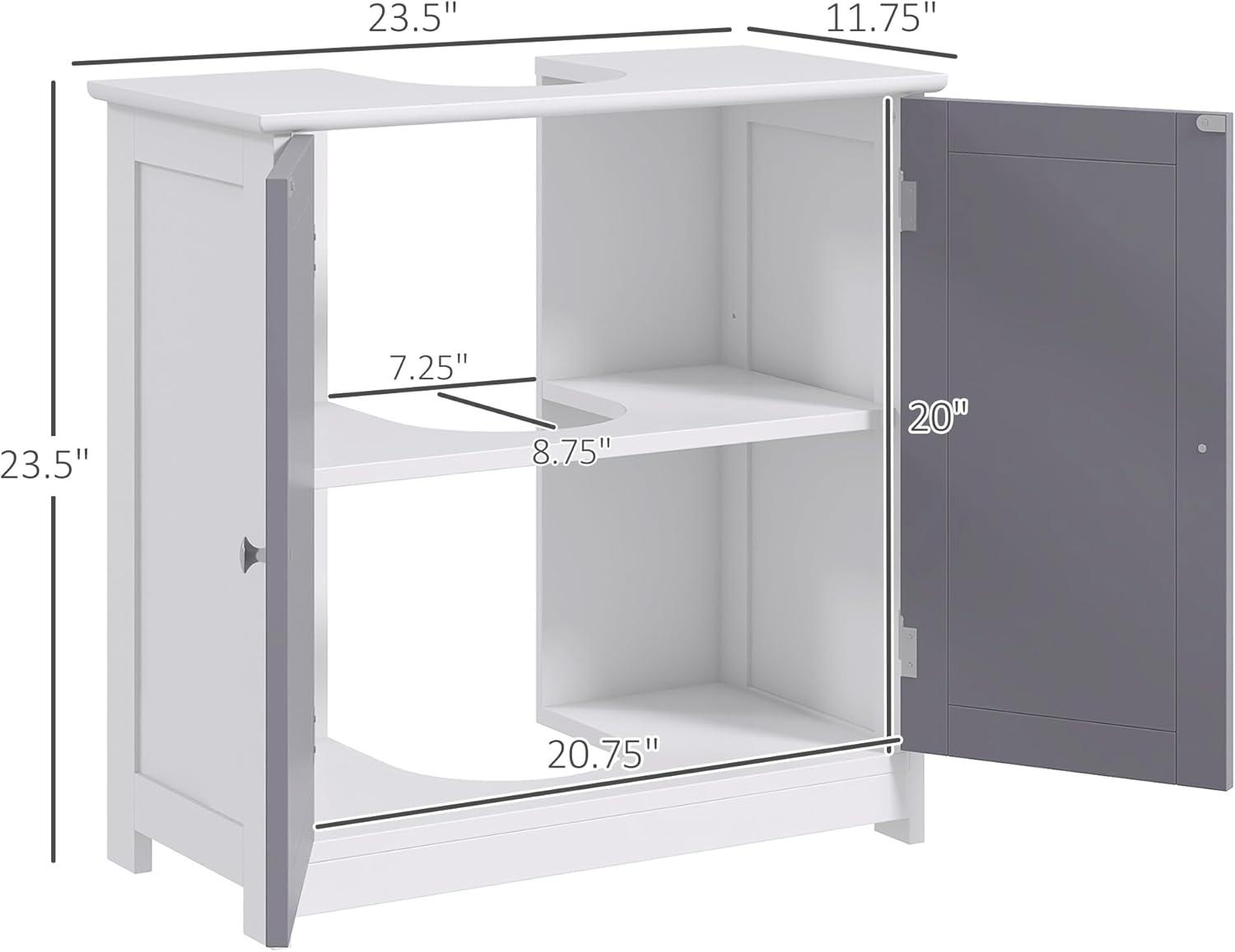 kleankin Vanity Base Cabinet, Under-Sink Bathroom Cabinet Storage with U-Shape Cut-Out and Adjustable Internal Shelf