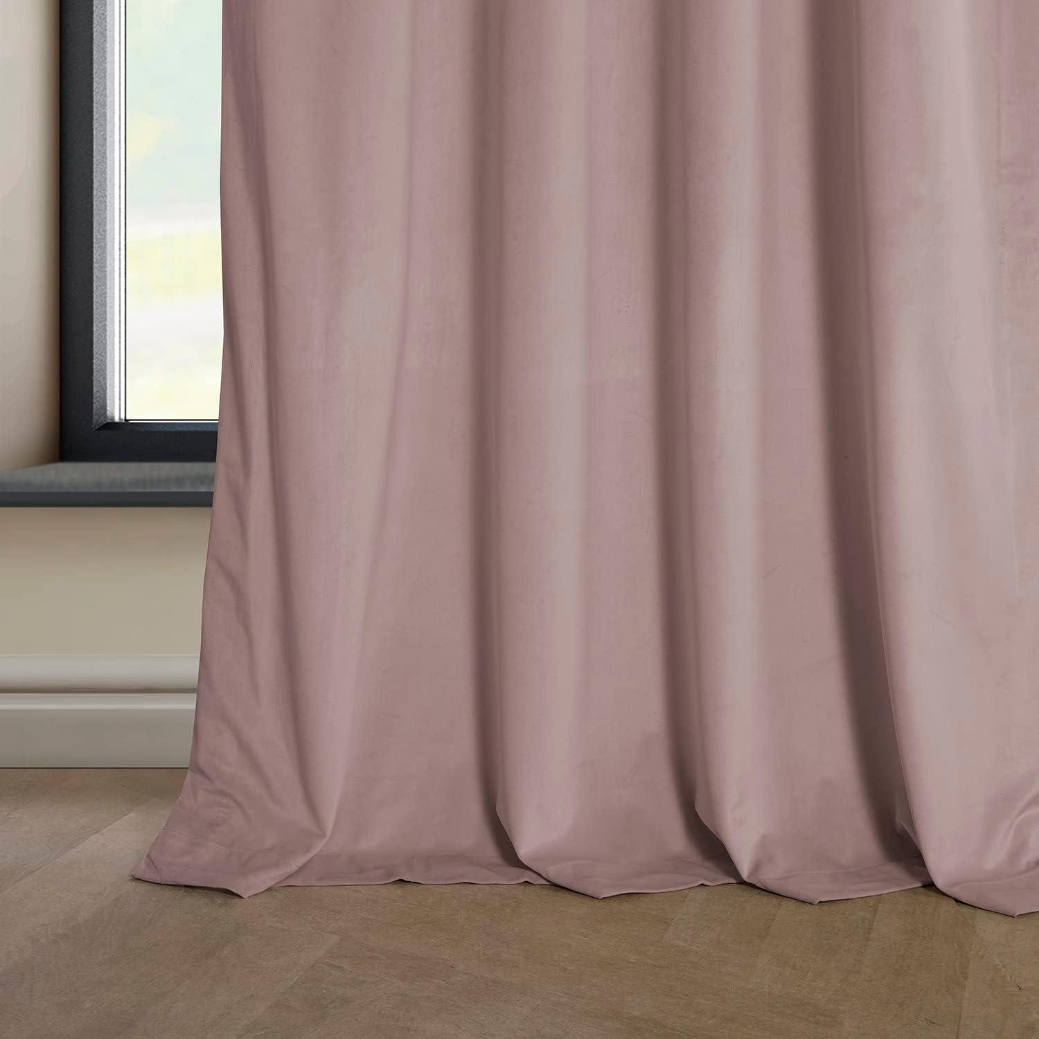 Ballet Pink Velvet Room-Darkening Curtain Panel, 84"