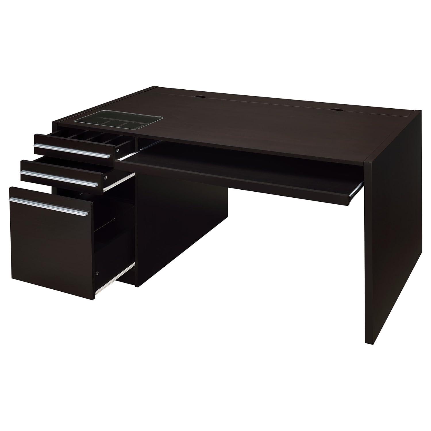 Halston 3 Drawer Office Desk Cappuccino - Coaster