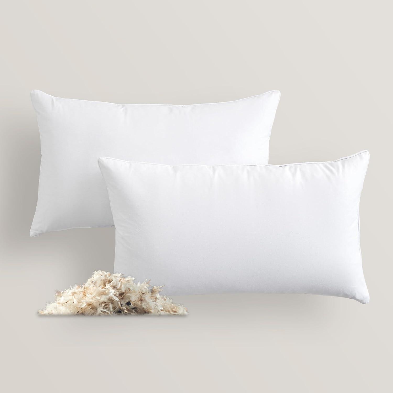 White Hypoallergenic Microfiber Pillow Inserts, 12" x 20", Set of 2