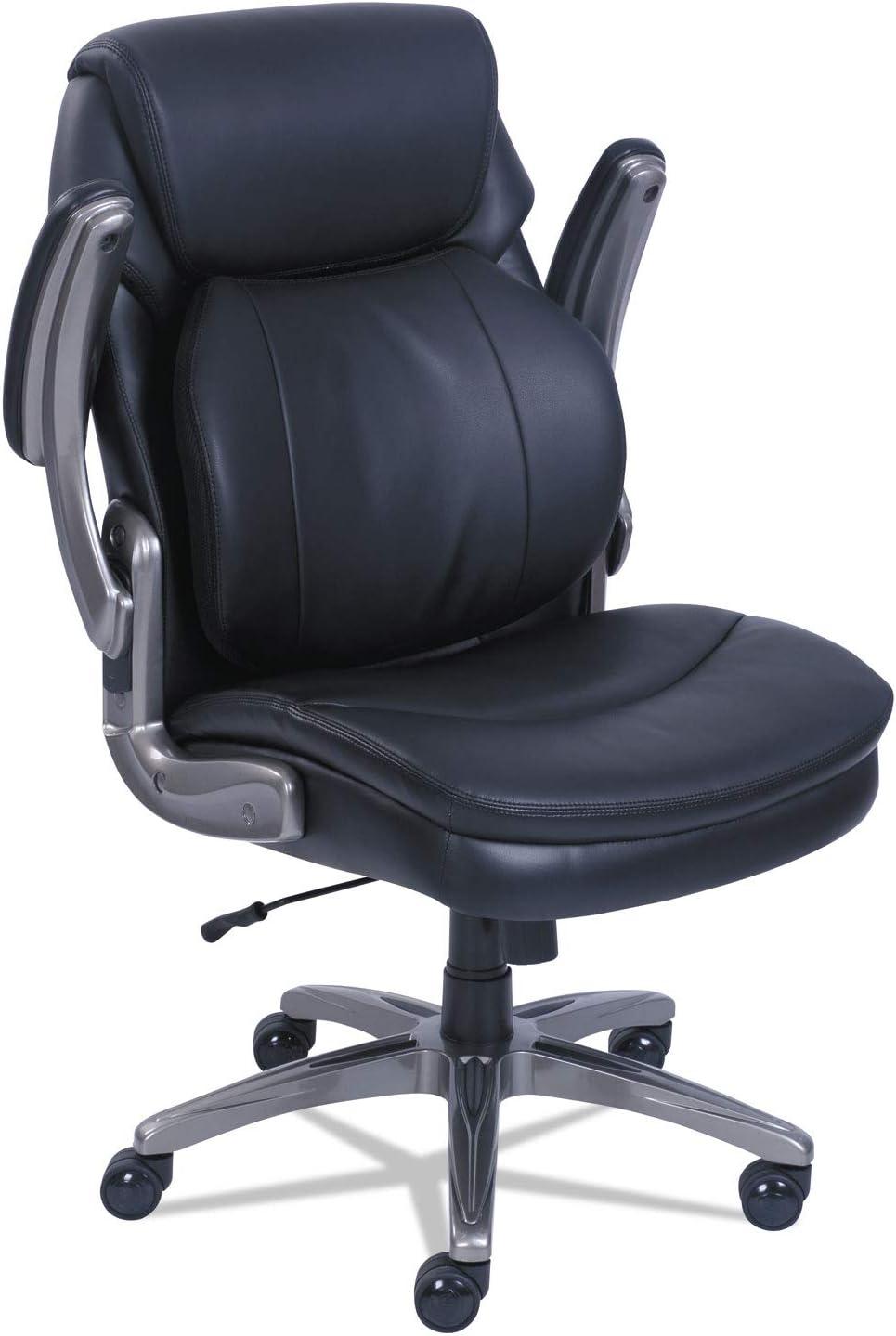 SertaPedic Black Leather Executive Swivel Chair with Adjustable Arms