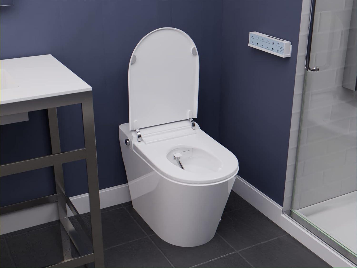 ANZZI Echo 1.28 Gallons GPF Elongated Floor Mounted Bidet Toilet (Seat Included)