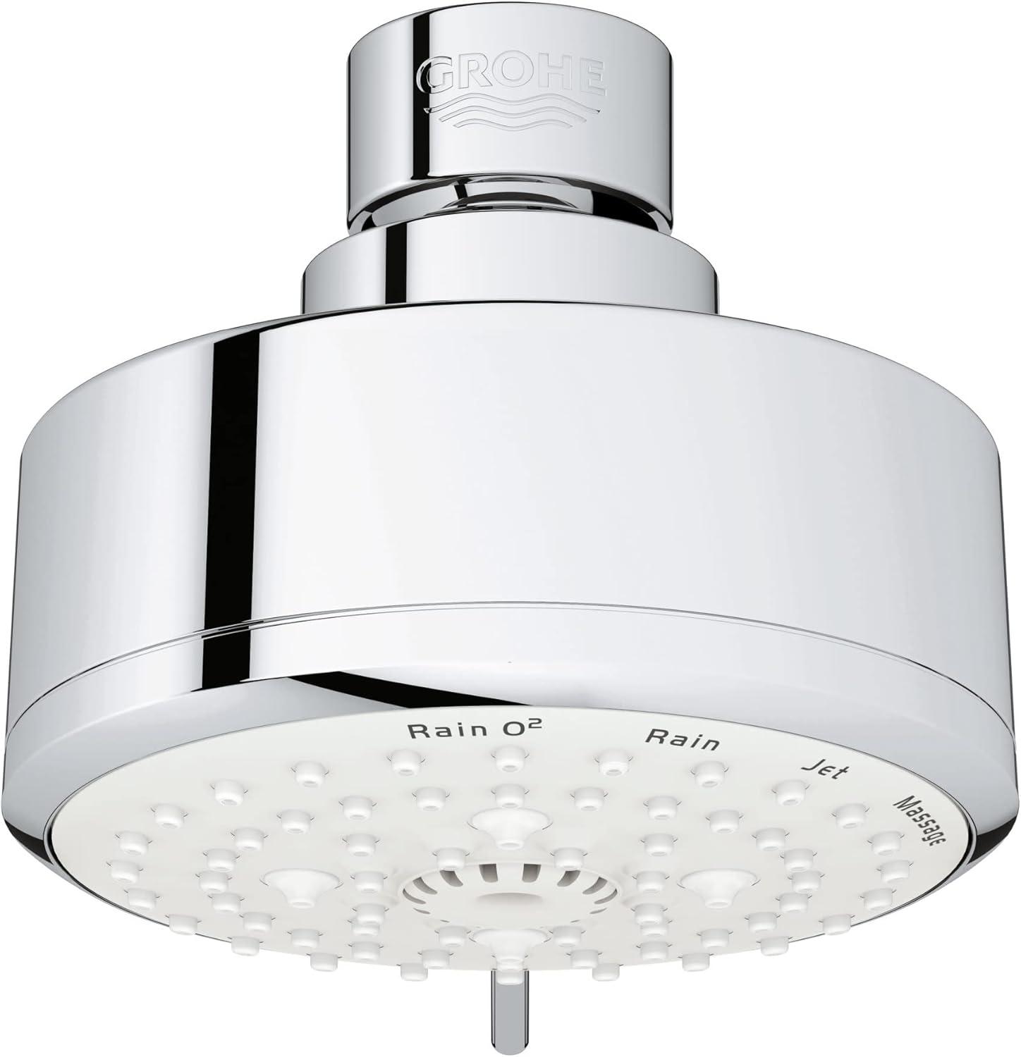 Tempesta Fixed 4-Setting Shower Head Rain O2 Rain Massage Jet Settings