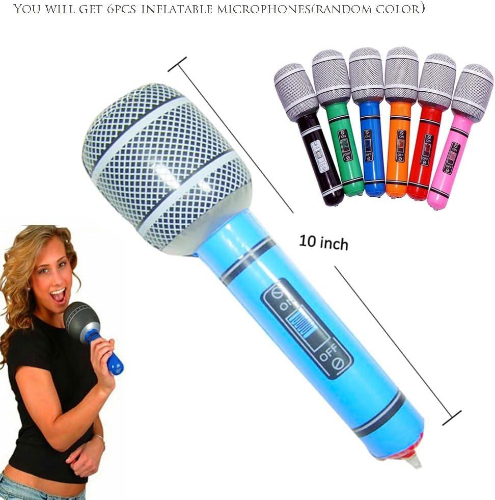 OuMuaMua Inflatable Rock Star Toy Set, 18 Pack Inflatable Party Props - 4 Inflatable Guitar, 6 Microphones, 6 Shutter Shading Glasses, 1 Saxophone and 1 Inflatable Keyboard Piano Inflatable Rock Toys