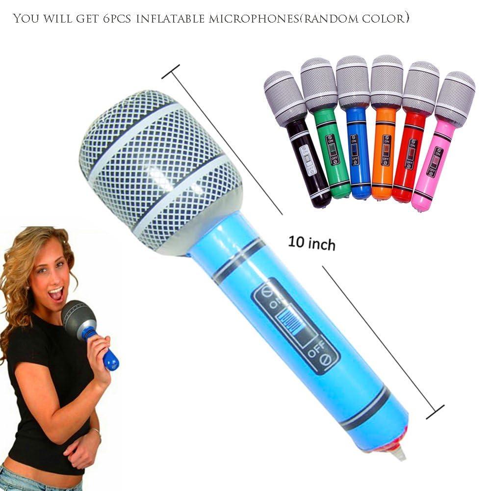 OuMuaMua Inflatable Rock Star Toy Set, 18 Pack Inflatable Party Props - 4 Inflatable Guitar, 6 Microphones, 6 Shutter Shading Glasses, 1 Saxophone and 1 Inflatable Keyboard Piano Inflatable Rock Toys