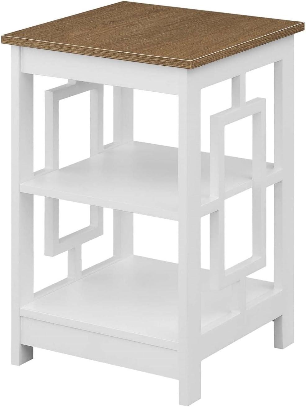 Town Square Driftwood & White Wood End Table with Storage Shelves