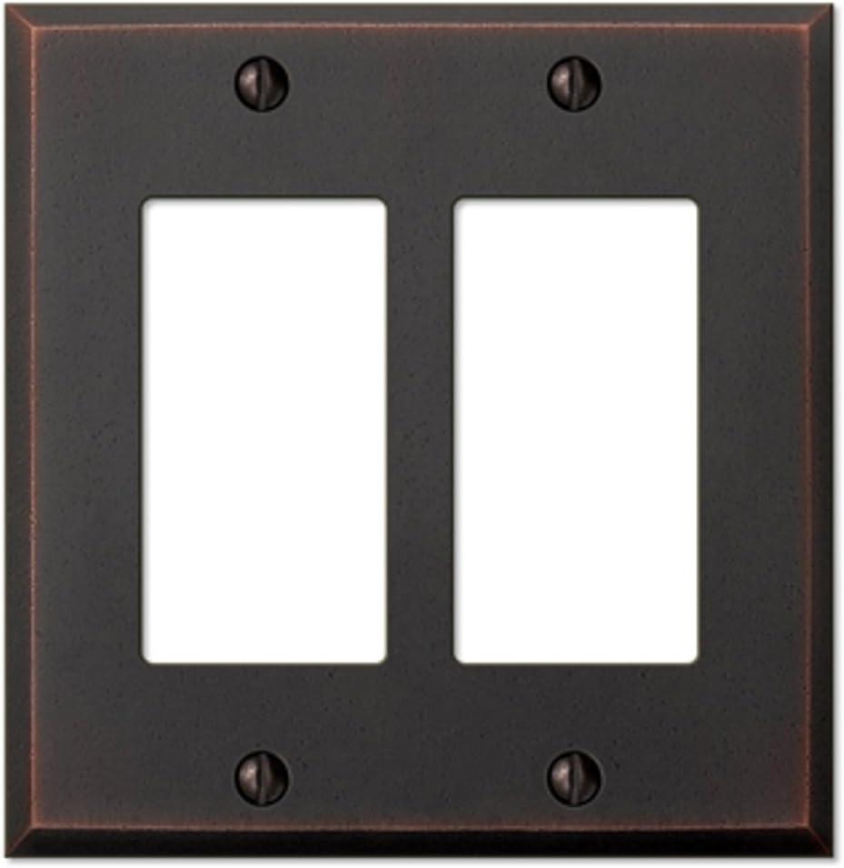 Amerelle 68RRDB Manhattan Wallplate, 2 Rocker, Cast Metal, Aged Bronze, 1-Pack