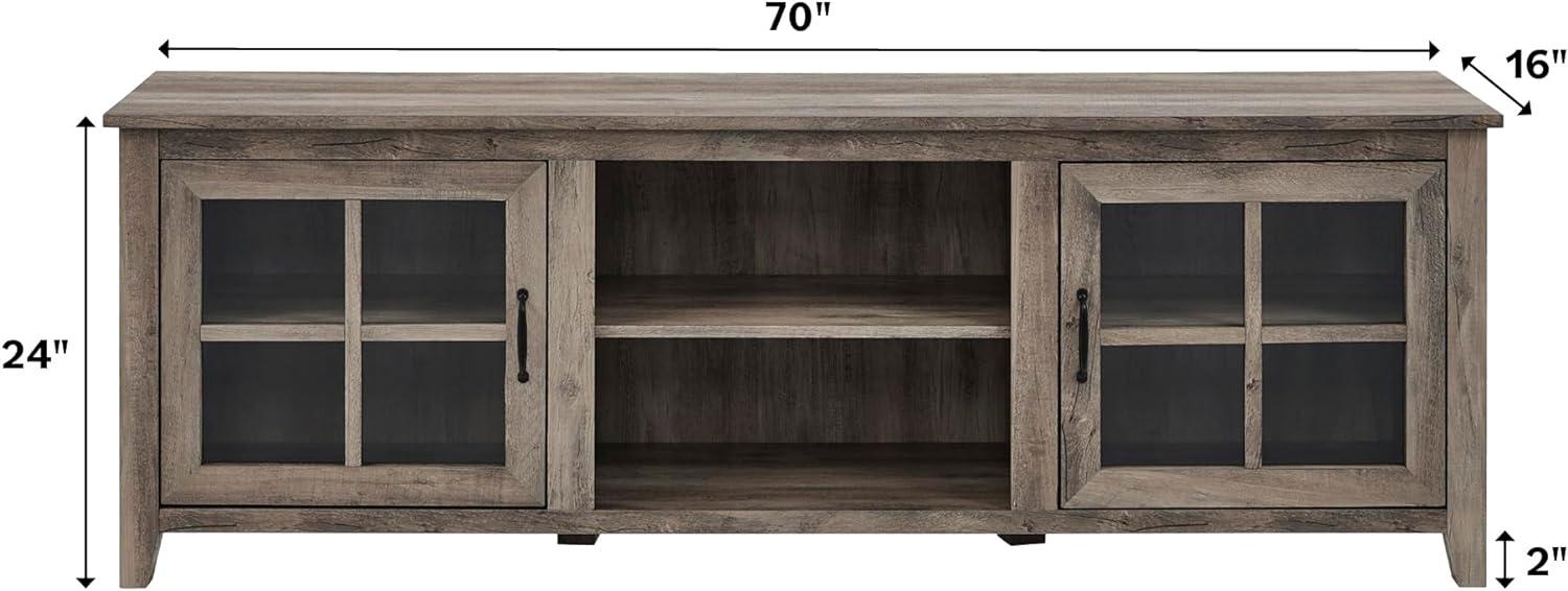 Modern Farmhouse 2-Door Glass Windowpane 70" TV Stand