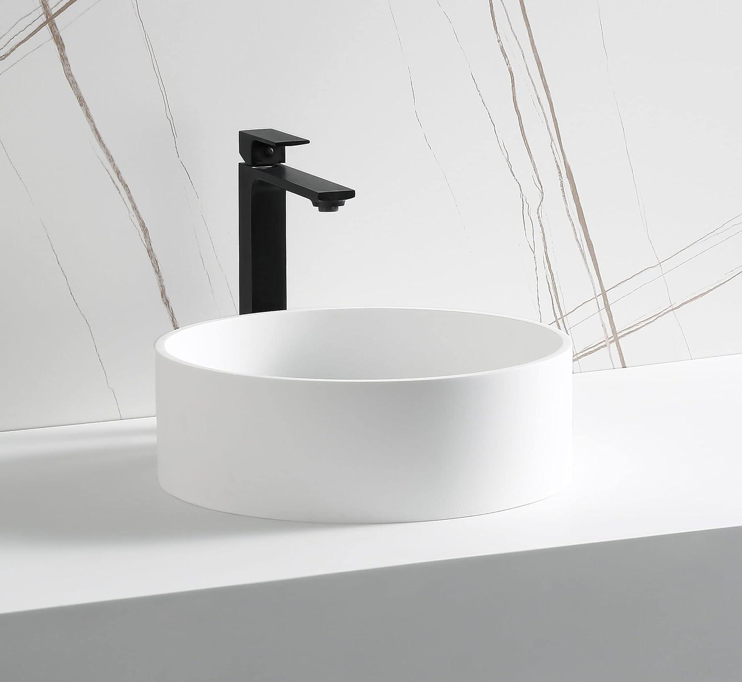 Alfi Brand 15.13'' Matte White Resin Circular Bathroom Sink