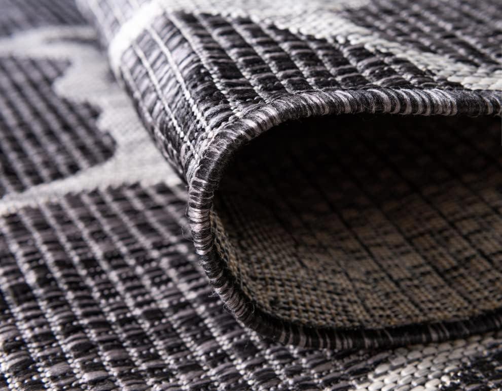 Unique Loom 6' 1 x 9' 0 Rectangle Indoor/Outdoor Safari Charcoal Gray Area Rug