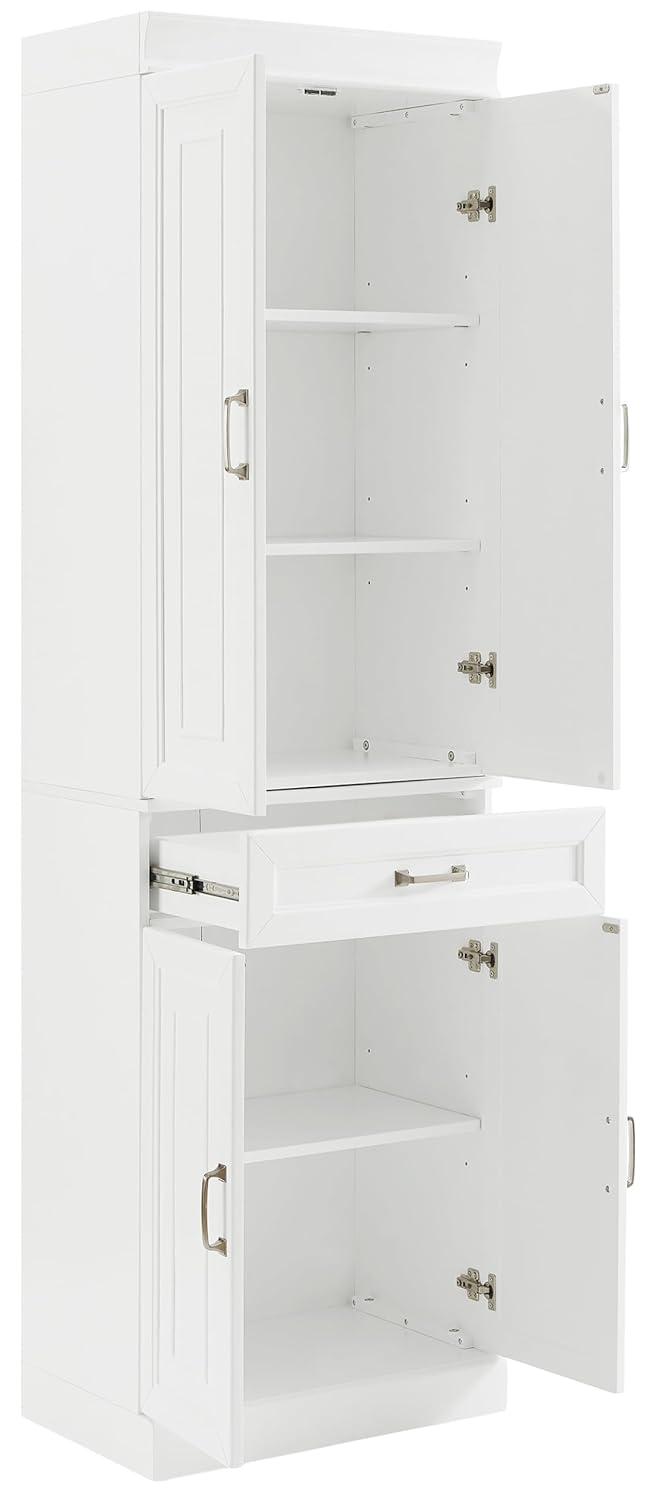 Crosley 78" Stanton Kitchen Storage Pantry Cabinet White: 24-Inch Slim Modular Storage, 5 Shelves, 4 Doors