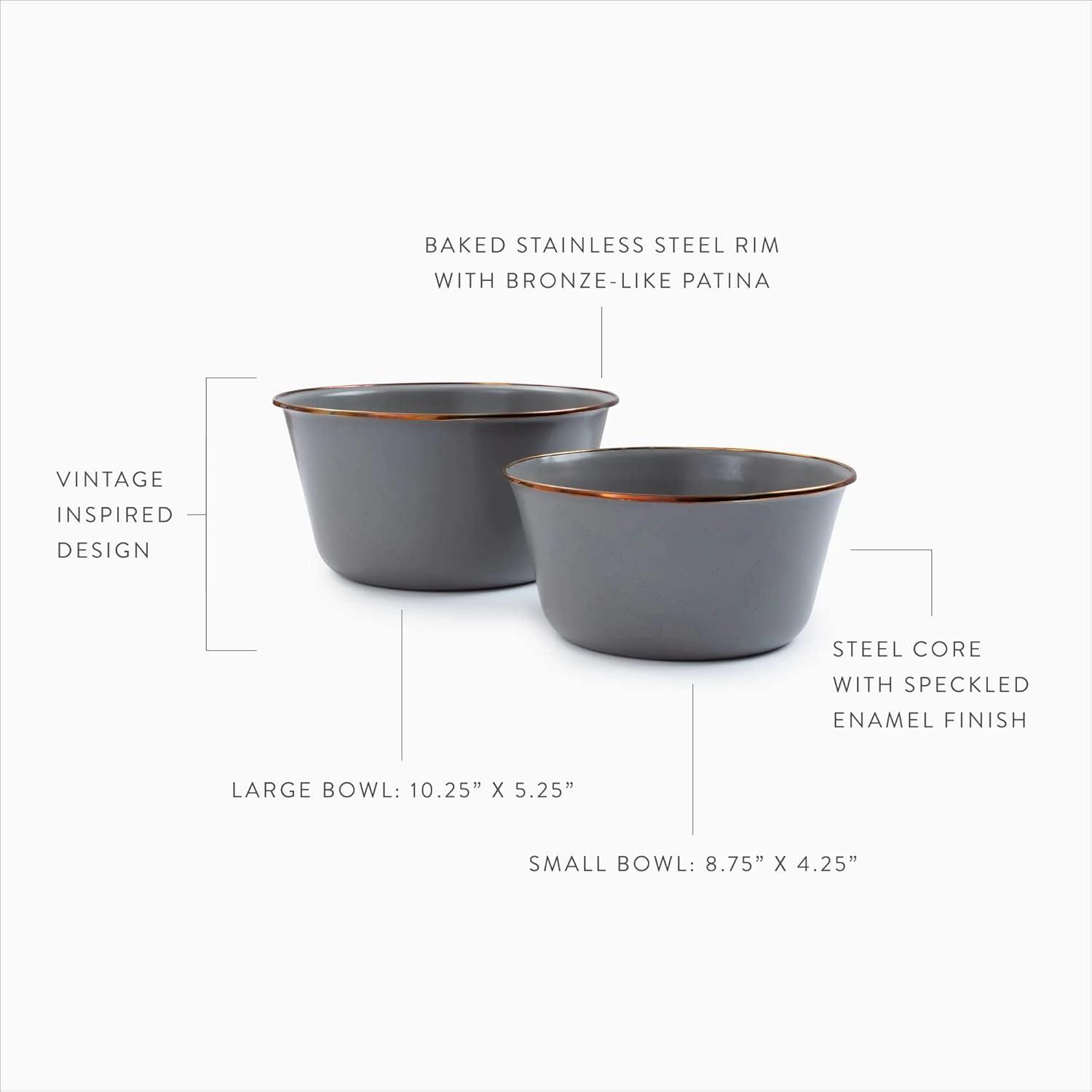 Barebones  Enamel Mixing Bowl Set, Slate Gray