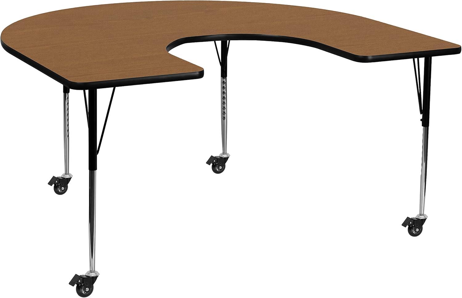 Flash Furniture Goddard 60''W x 66''L Horseshoe Thermal Laminate Activity Table - Adjustable Short Legs