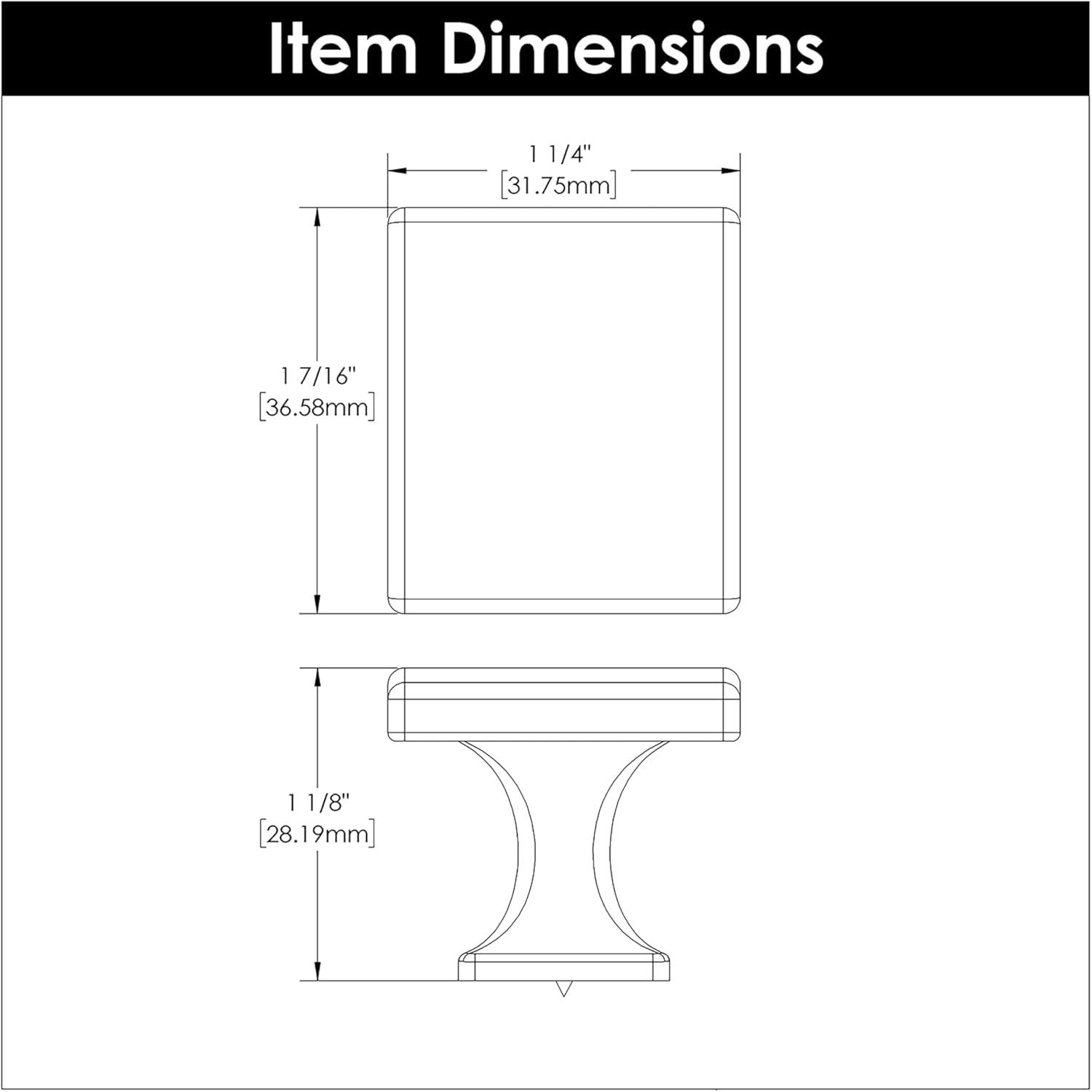 Forge 1 7/16" Length Square Knob