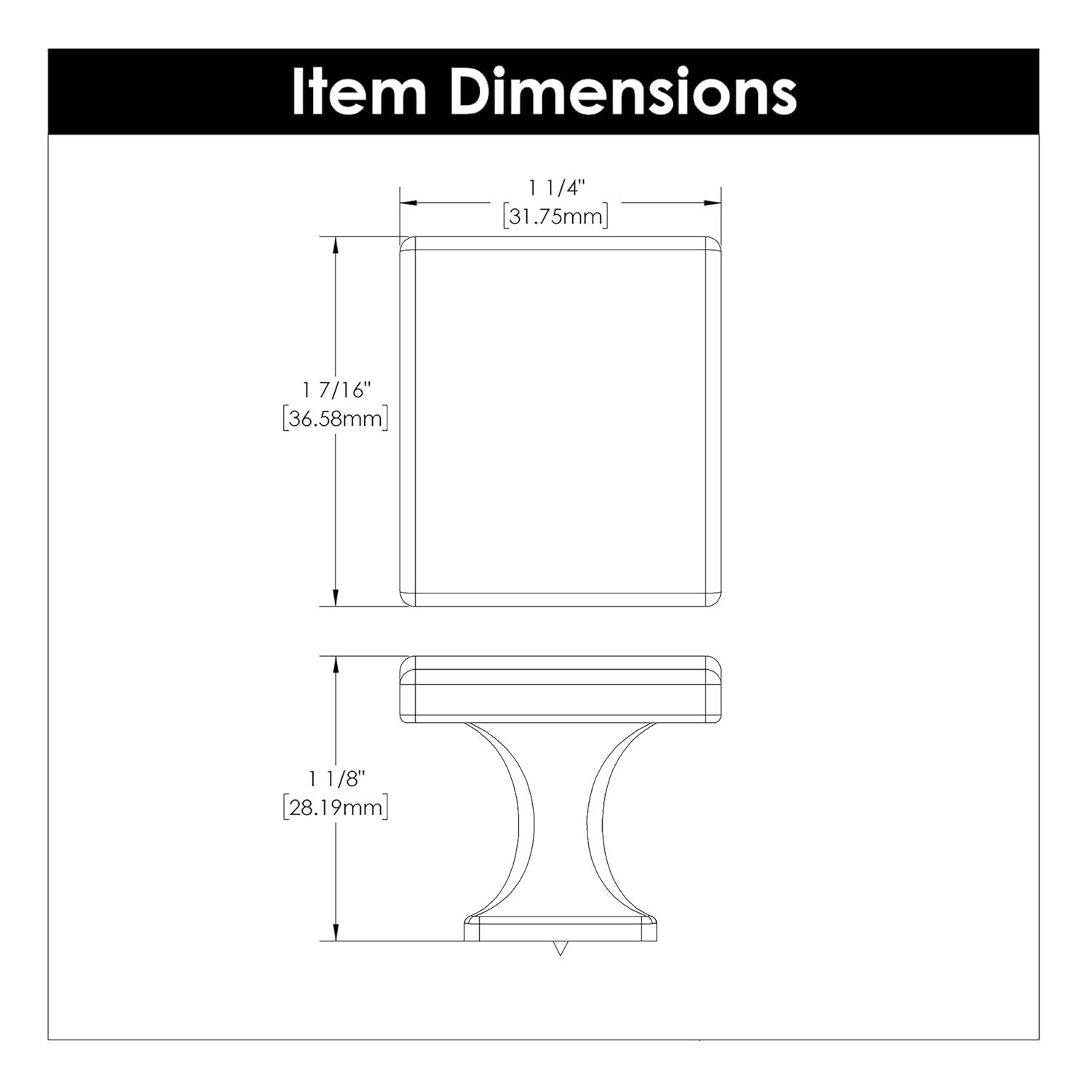Forge 1 7/16" Length Square Knob