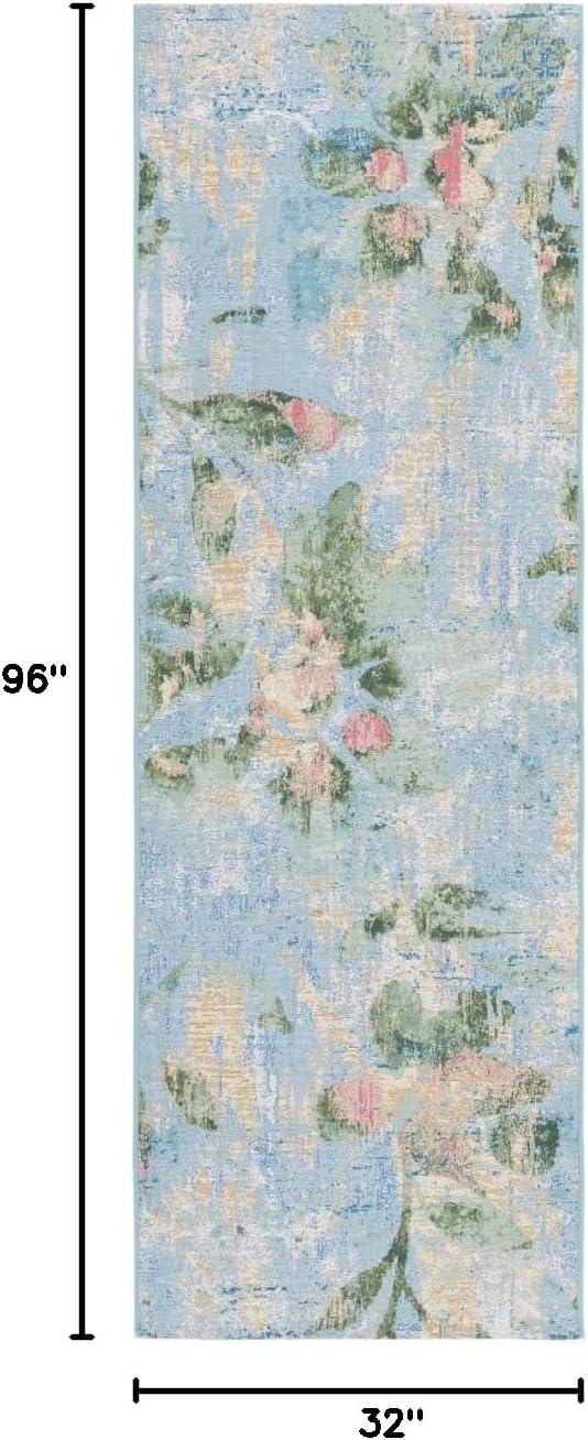 Barbados BAR522 Power Loomed Indoor and Outdoor Area Rug - Light Blue/Green - 5'3"x7'6" - Safavieh.