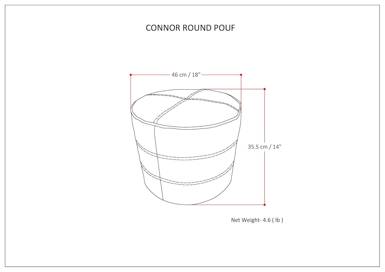 Simpli Home Connor 18"W Round Pouf