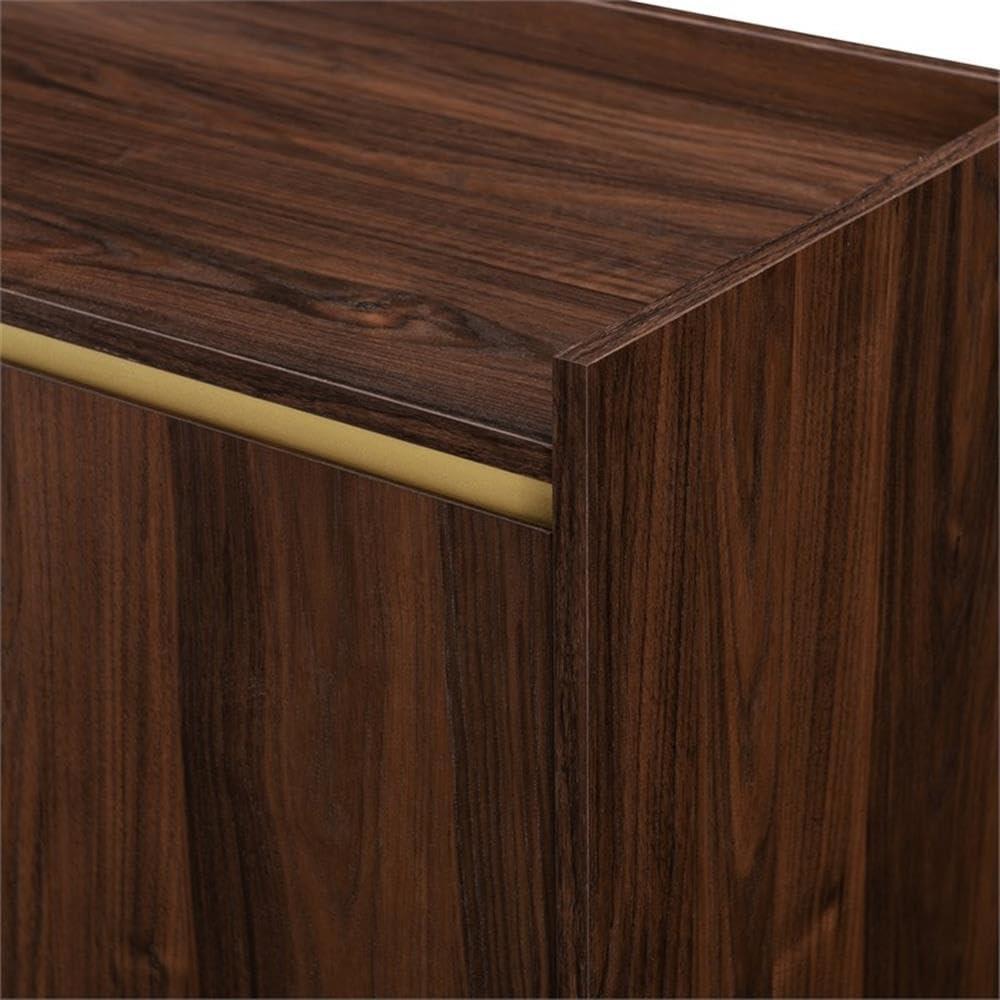 Dark Walnut and Gold Adjustable Shelving Accent Cabinet