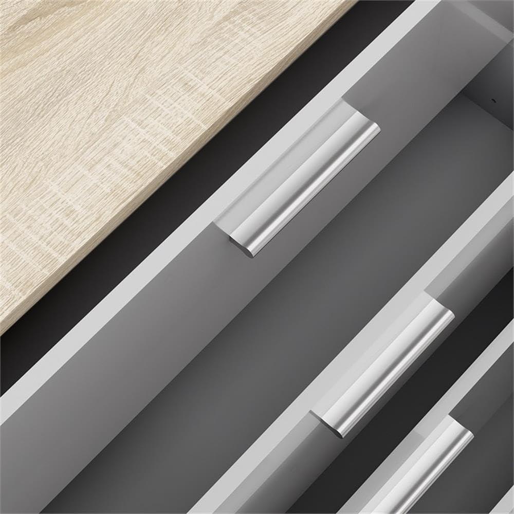 Tvilum Loft 8 Drawer Double Dresser for Adults, Oak Structure and White High Gloss