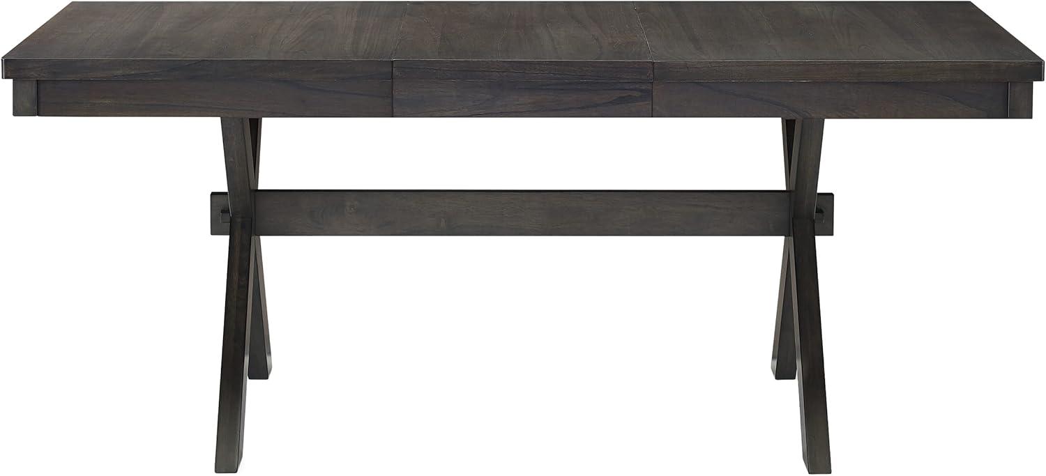 Crosley Hayden Extendable Dining Table Slate: Rustic Farmhouse Style, Seats 8 with Leaf, MDF & Rubberwood