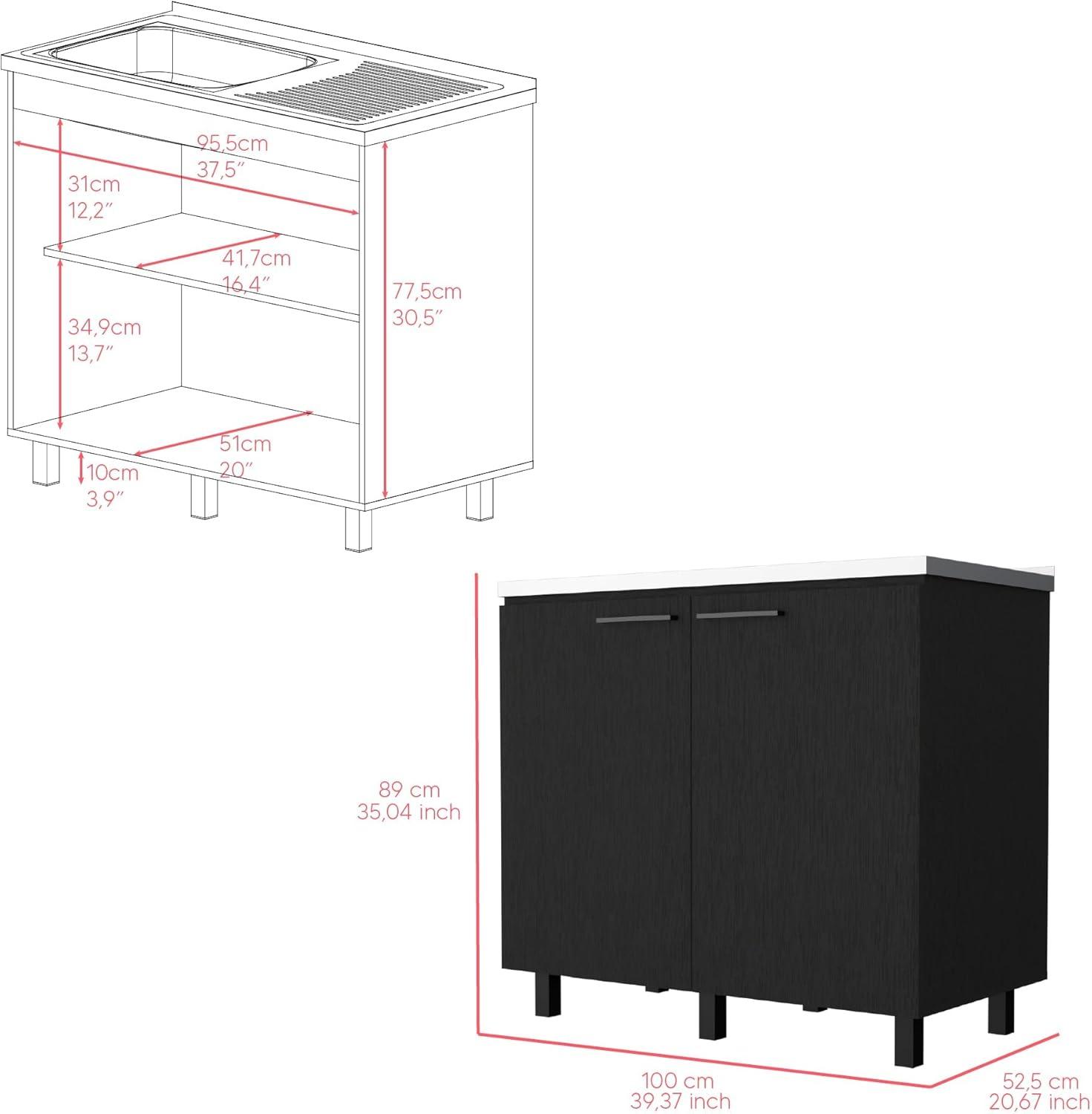 TUHOME Napoles 2 Utility Sink with Cabinet  Engineered Wood Cabinets in  Black