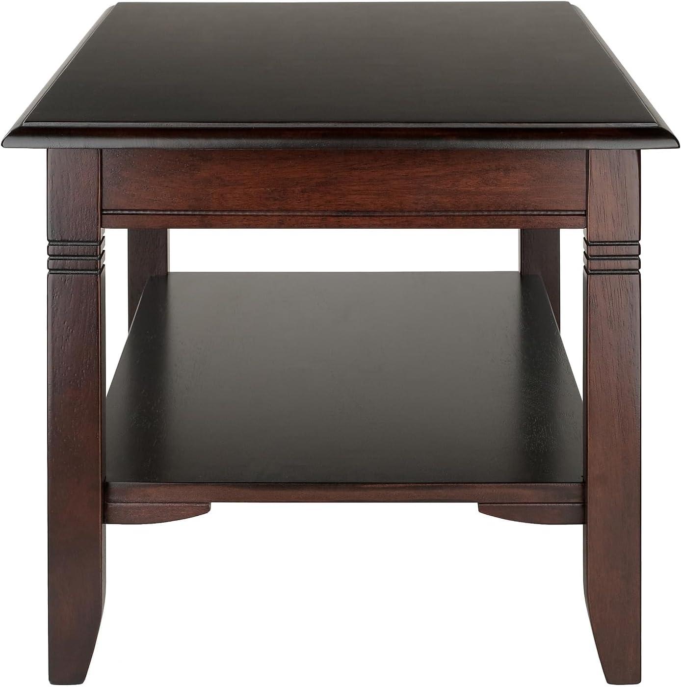 Nolan Coffee Table - Cappuccino - Winsome: Solid Wood, Lower Shelf Storage, Elegant Design