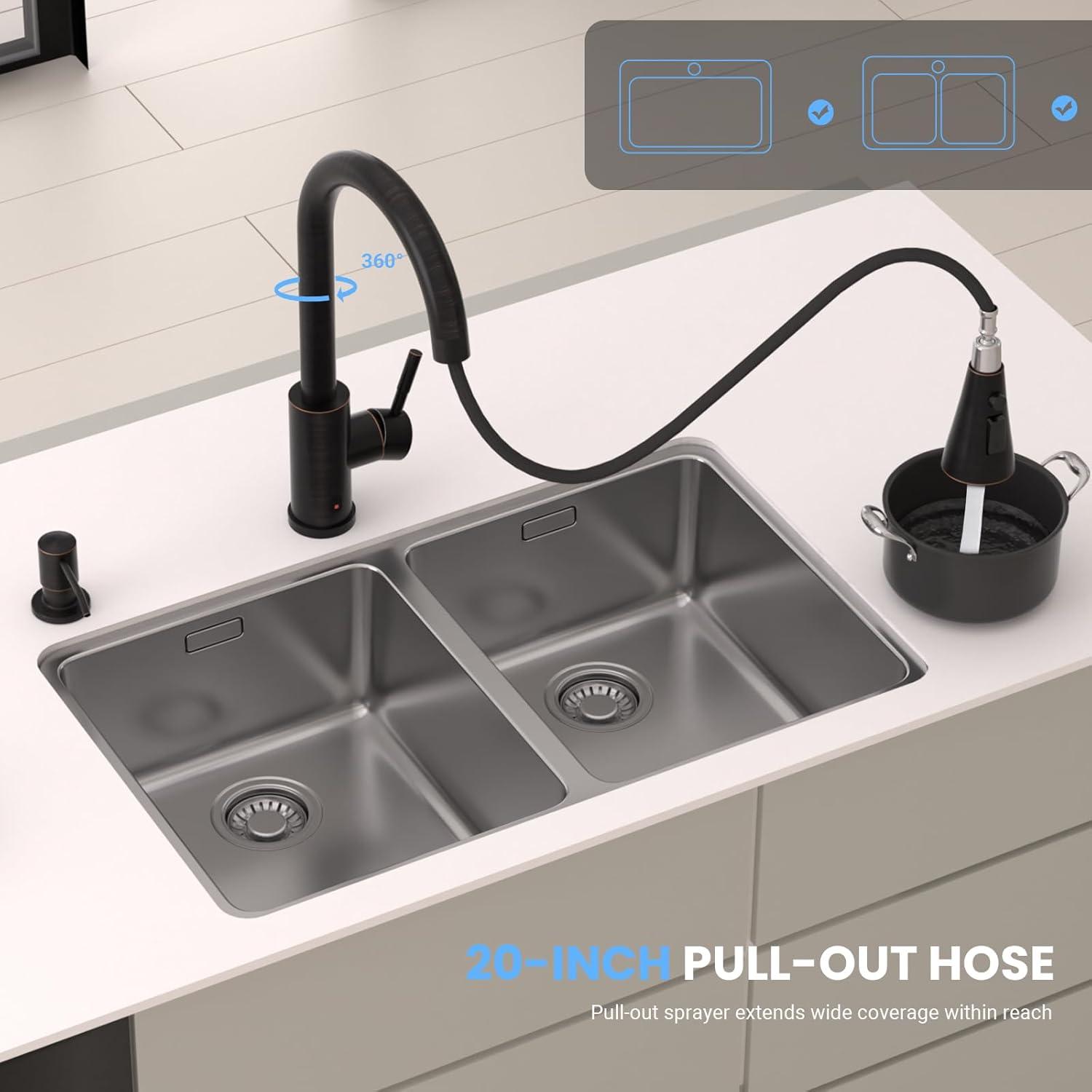 ARCORA Stainless SteelSingle Handle Pull-Down Sprayer Kitchen Faucet Set with Touchless Sensor