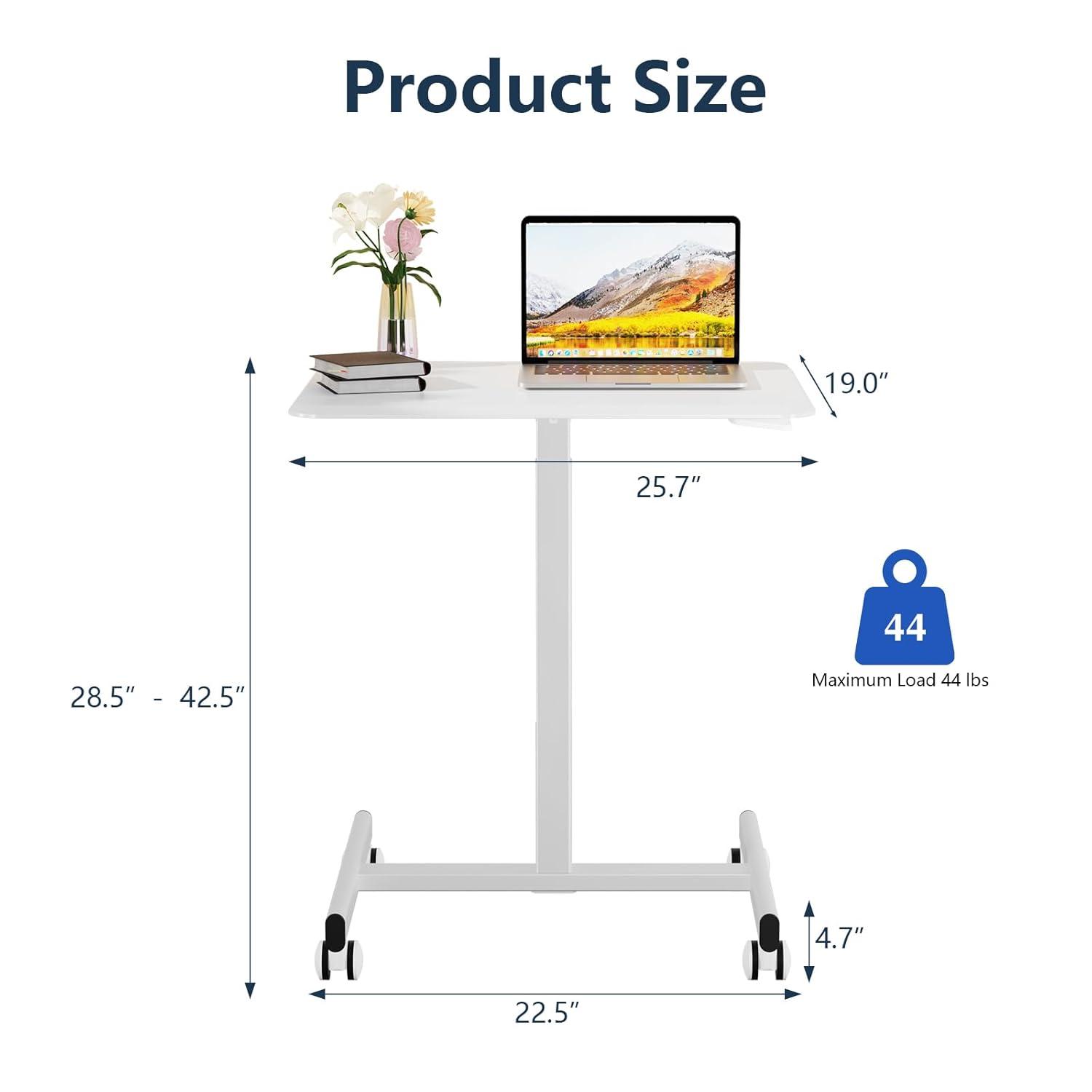 XIANERS Mobile Standing Desk Pneumatic Computer Table Adjustable Height Mobile Stand Up Desk With Wheels Portable Rolling Desk Computer Desk Laptop Desk Standing Table latest