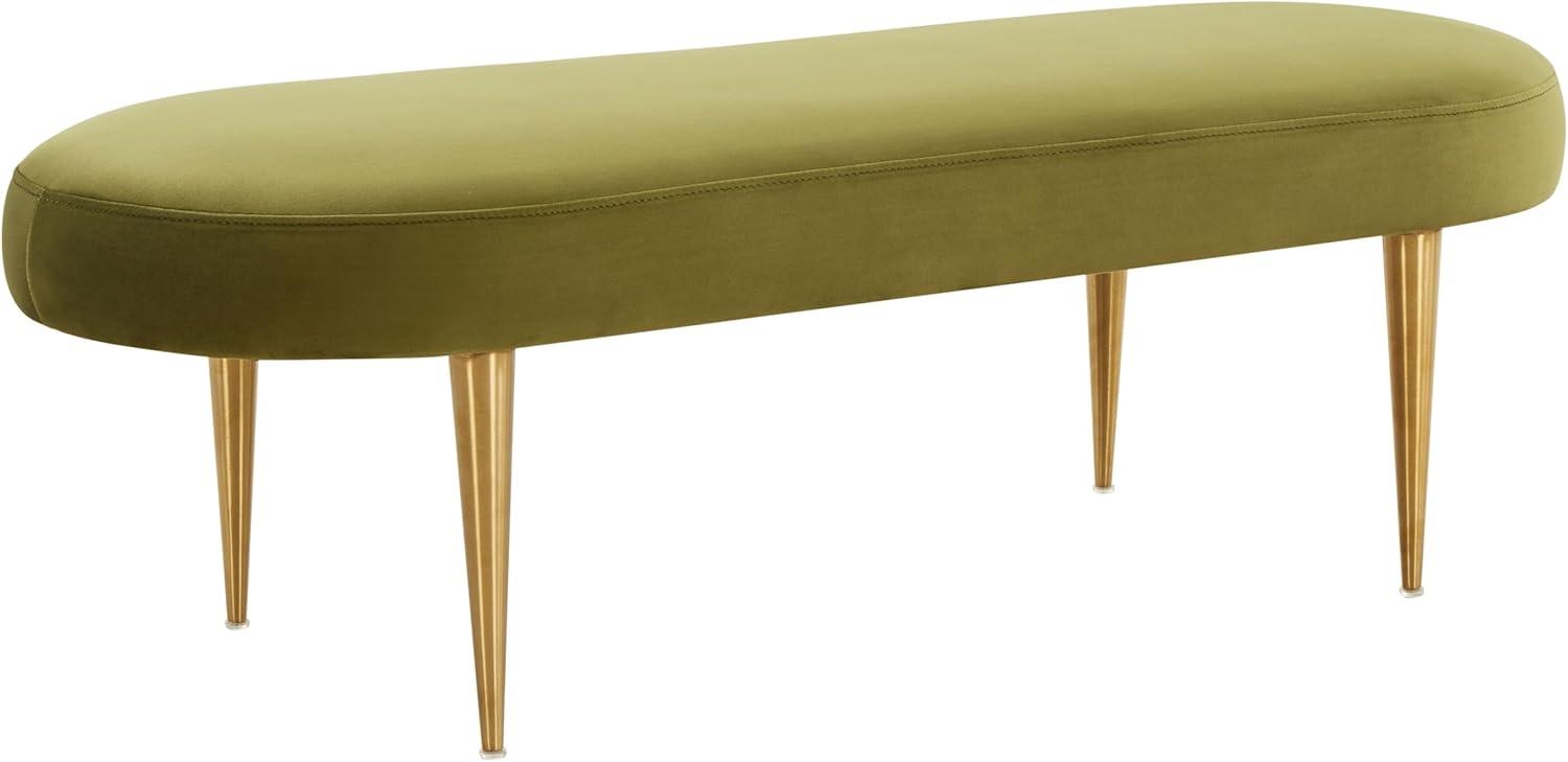 SAFAVIEH Couture Corinne Oval Solid Velvet Contemporary Bench, Olive Green
