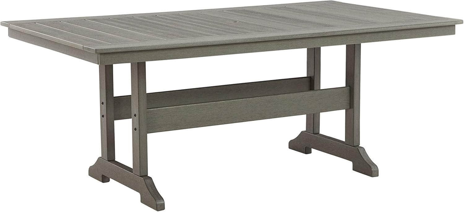 Gray HDPE Rectangular Outdoor Dining Table with Slatted Top