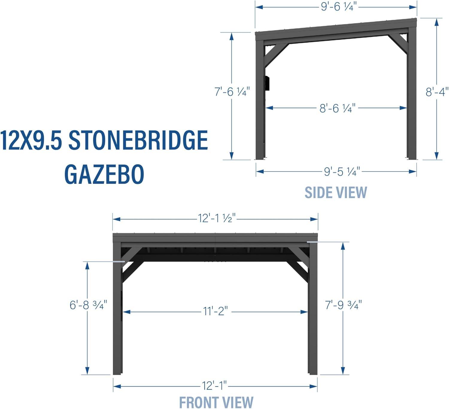 Stonebridge 12' x 9.5' Black Galvanized Steel Outdoor Gazebo