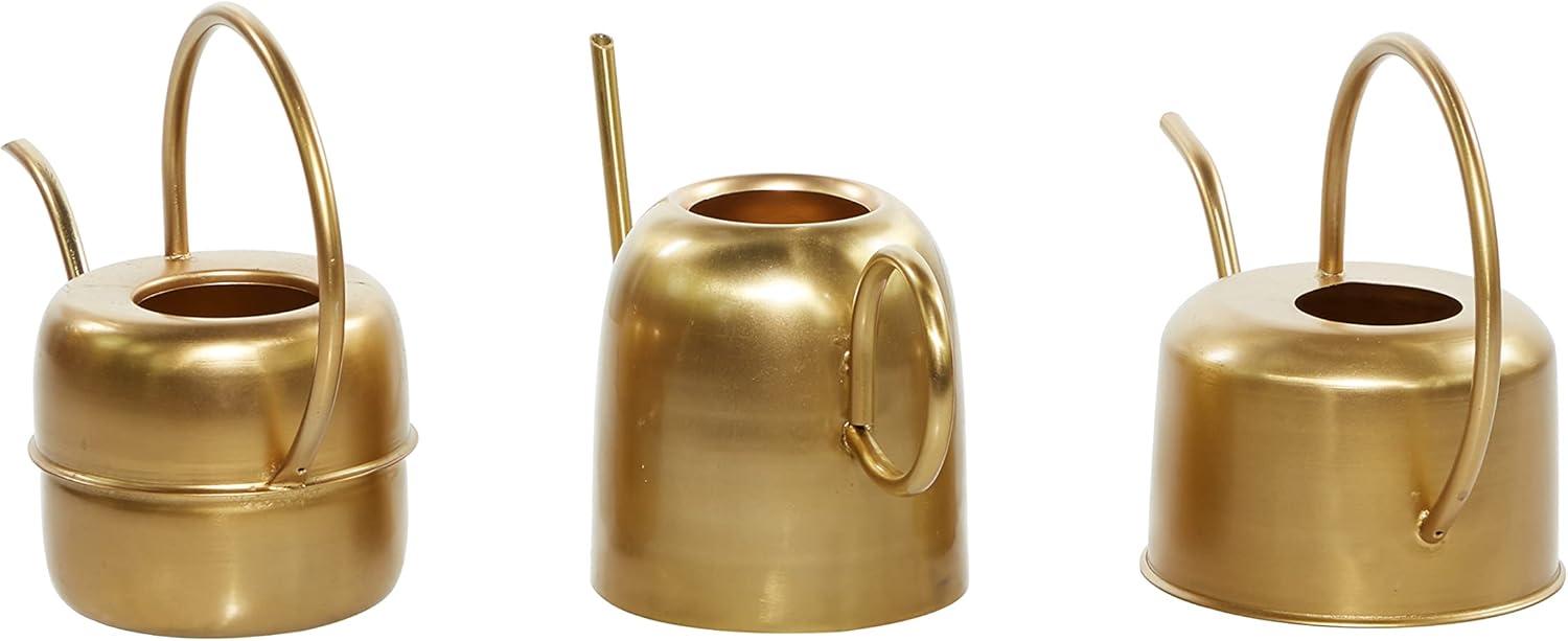 Set of 3 Glam Metal Planters Gold - Olivia & May: Indoor Iron Novelty Planters, No Drainage Hole, Tabletop Display