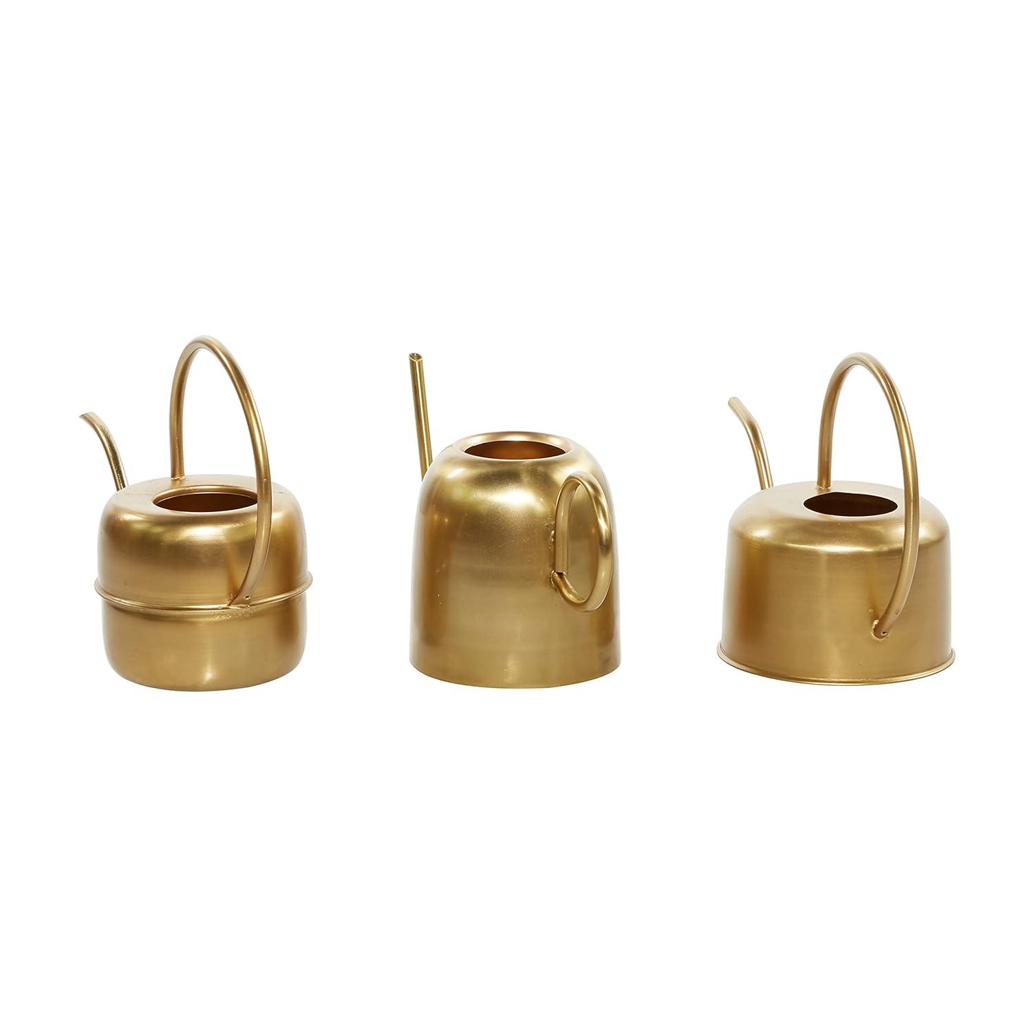 Set of 3 Glam Metal Planters Gold - Olivia & May: Indoor Iron Novelty Planters, No Drainage Hole, Tabletop Display