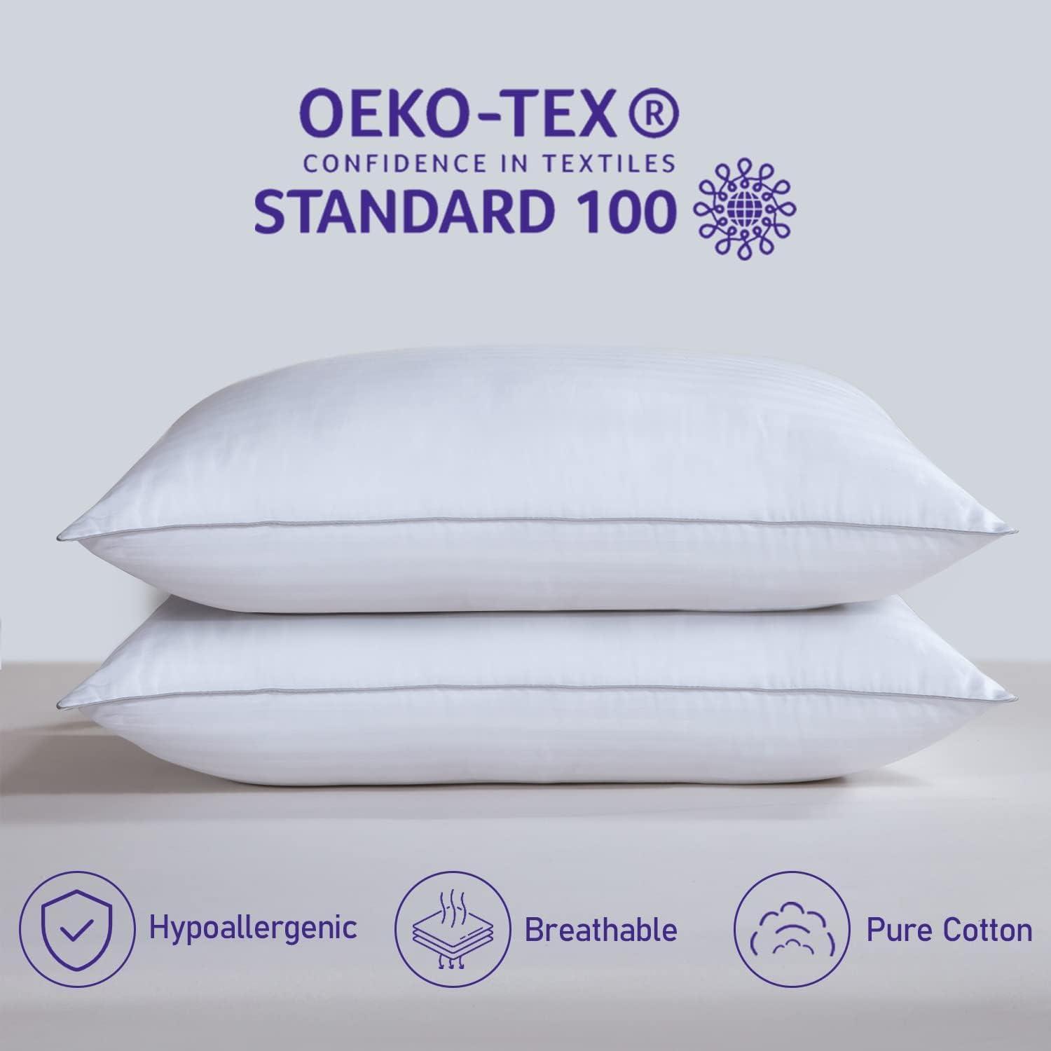 Queen Size White Cotton Down Alternative Pillows Set