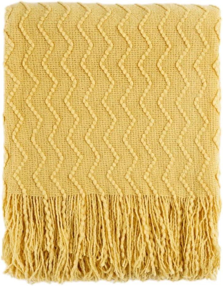 Battilo Home Throw Blanket for Couch, Textured Soft Throw Blankets, Decorative Knitted Blanket for Home Living Room Decor, 50"x60"