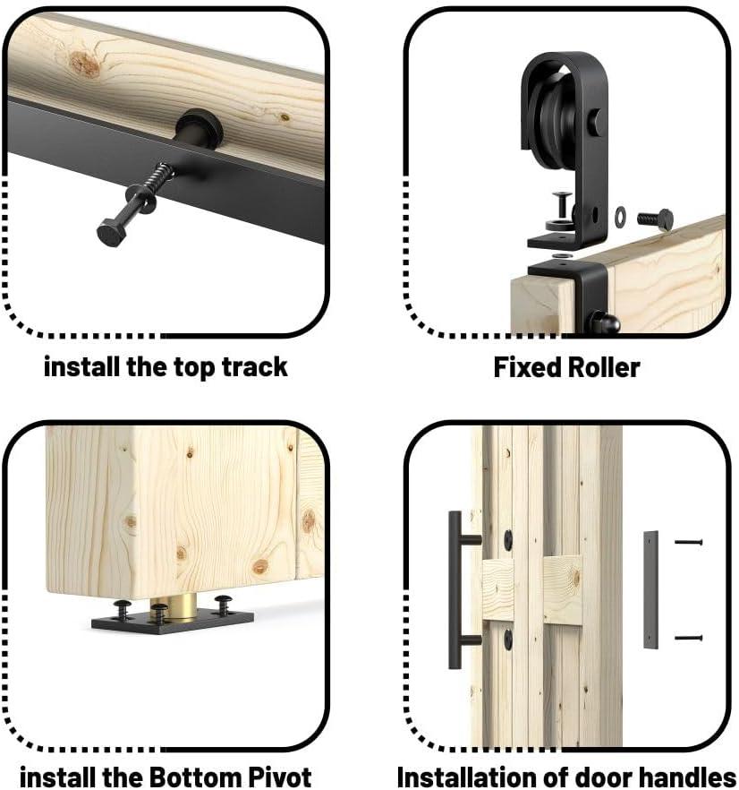 84'' Assembled Solid Wood Bi-Fold Barn Doors with Installation Hardware Kit