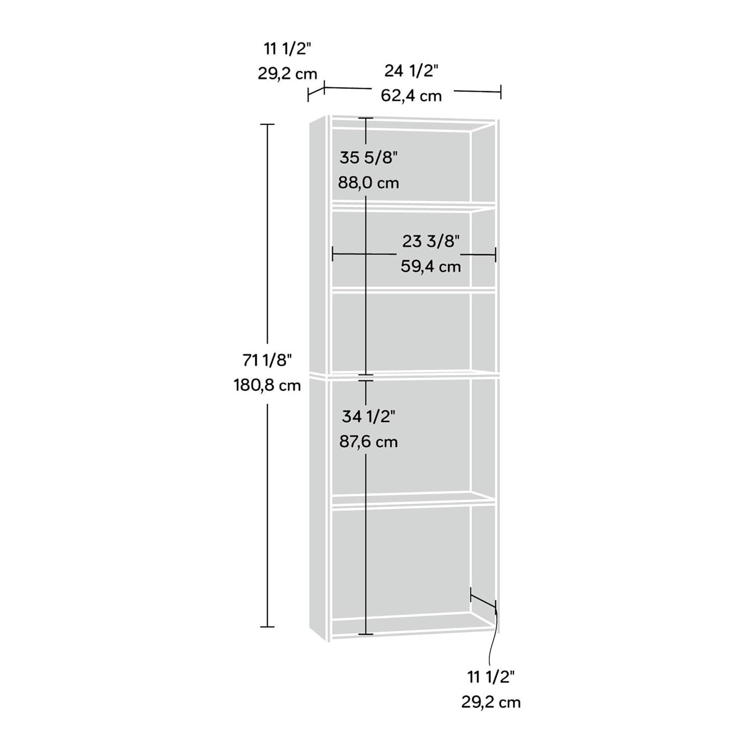 71.18"5 Shelves Beginnings Vertical Bookcase Silver Sycamore- Sauder: Modern Storage, MDF Frame: Paper Laminate Surface