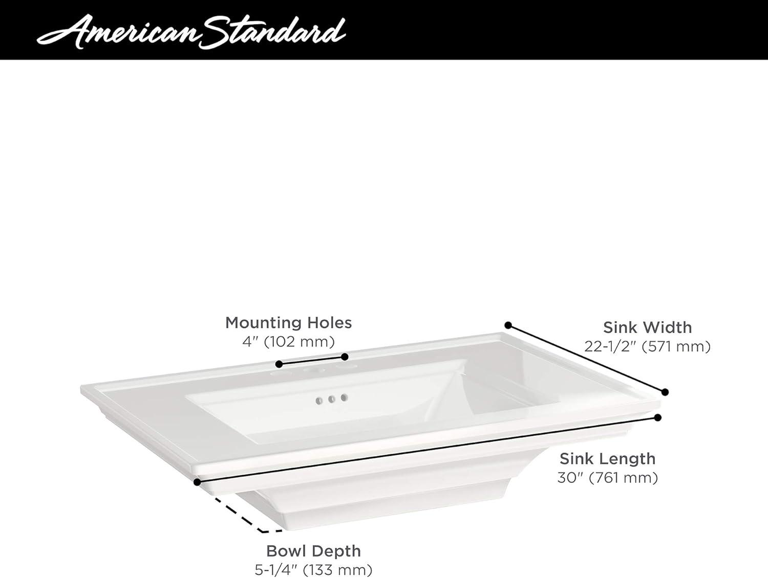 American Standard Town 22.5'' White Ceramic Rectangular Bathroom Sink with Overflow