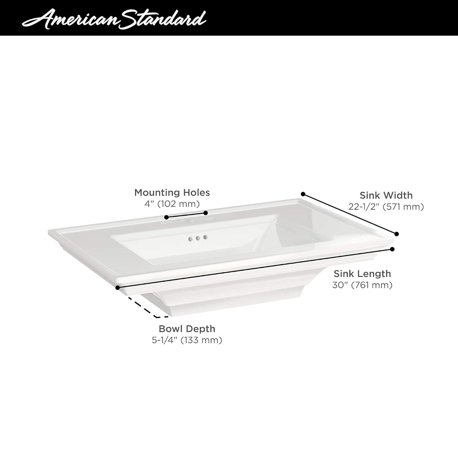 American Standard Town 22.5'' White Ceramic Rectangular Bathroom Sink with Overflow