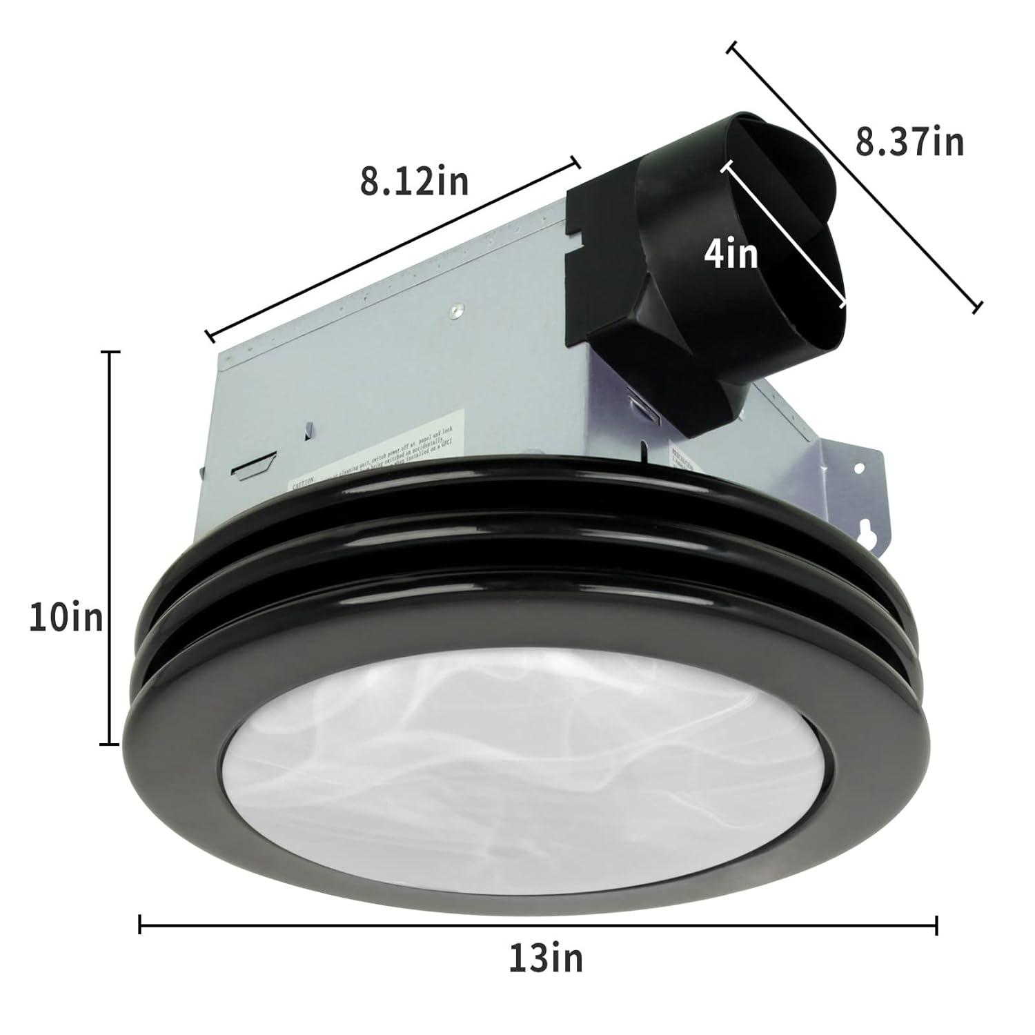 Akicon  Ultra Quiet Bathroom Exhaust Fan with LED Light 80CFM 2.0 Sones Round Bathroom Ventilation Fan with Frosted Glass Cover Brushed Nickel