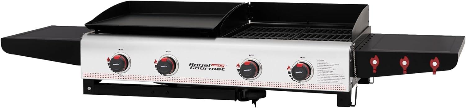 Royal Gourmet 66" Black and Silver Propane Gas Grill with Griddle