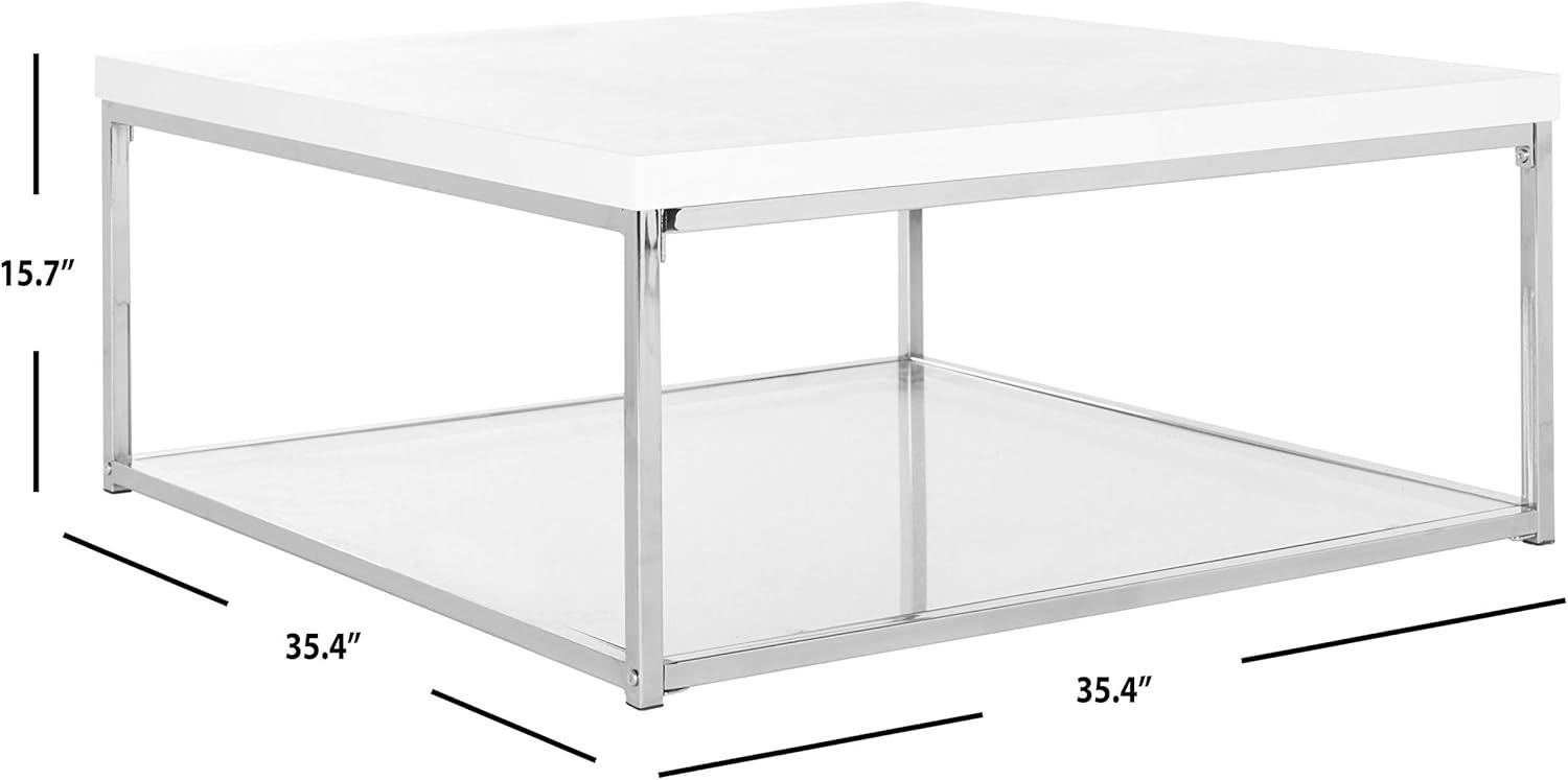 Malone High Gloss Coffee Table - White/Chrome - Safavieh.