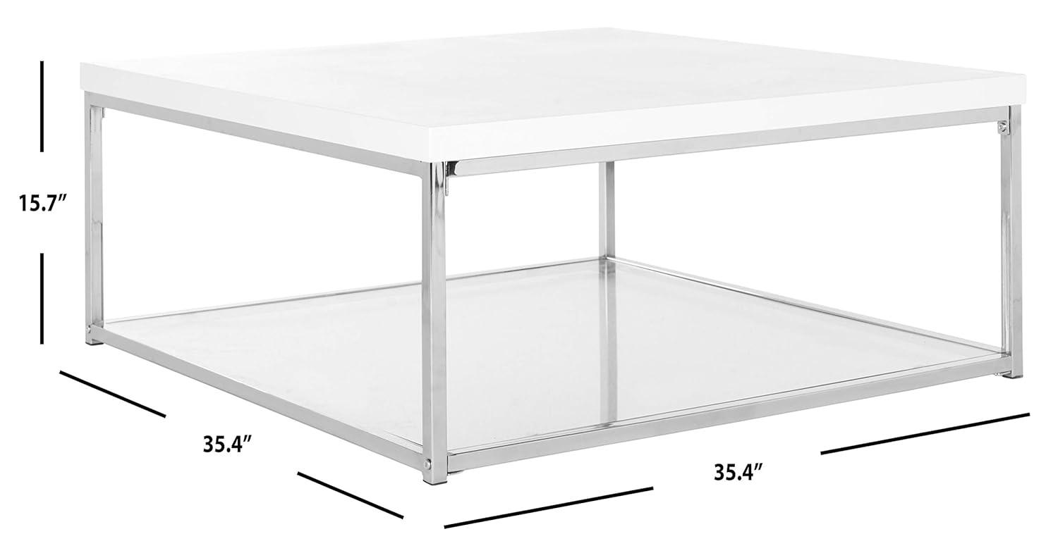 Malone High Gloss Coffee Table - White/Chrome - Safavieh