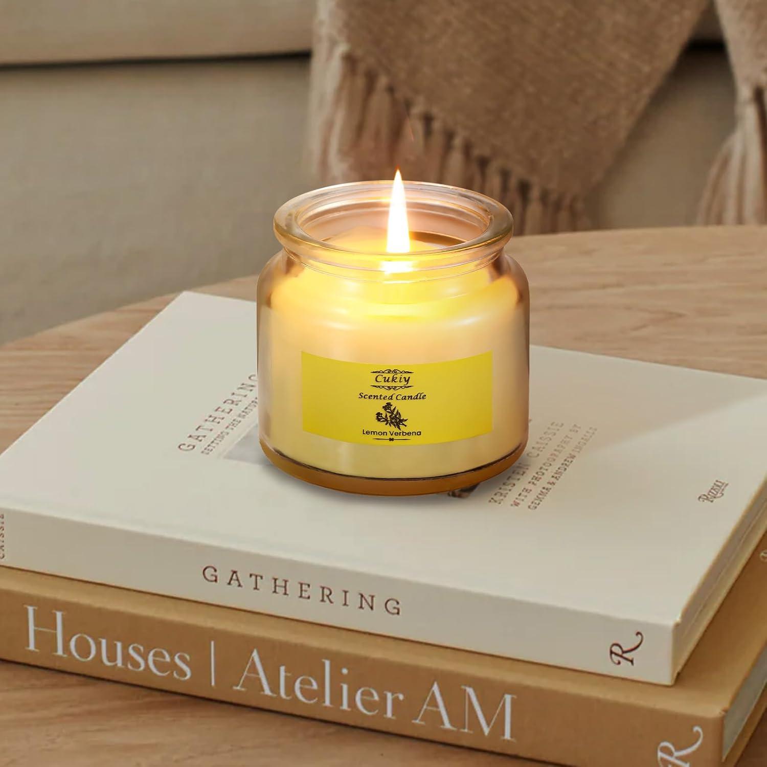 Scented Candles, Cukiy Jar Candle Classic Scent 4 Pack, Exquisite Colorful Smoke-Free Fragrant Aromatherapy Gift Set