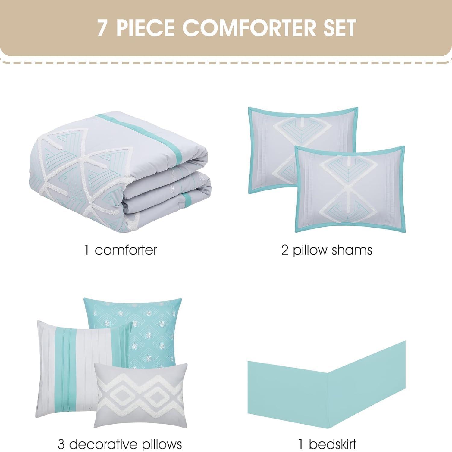 Nanshing America, Inc Vernice 7 Piece Geometric Comforter Set